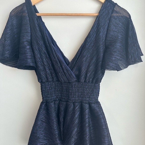 Goddiva Lurex High Low Layered Mid Dress - Picture 3 of 5